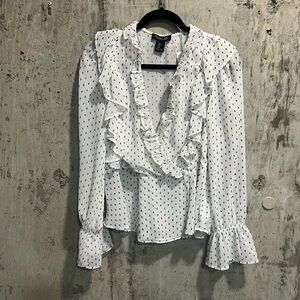 Rachel Zoe Ivory Blouse with Black Pattern